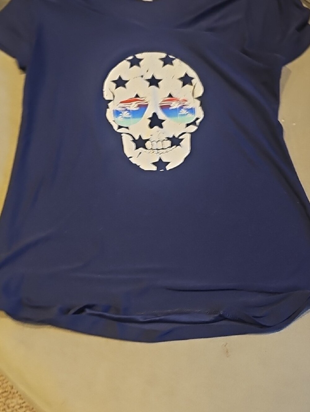 No Boundaries Navy Star Skull Athletic Lounge Shorts & Top Set - Picture 7 of 7
